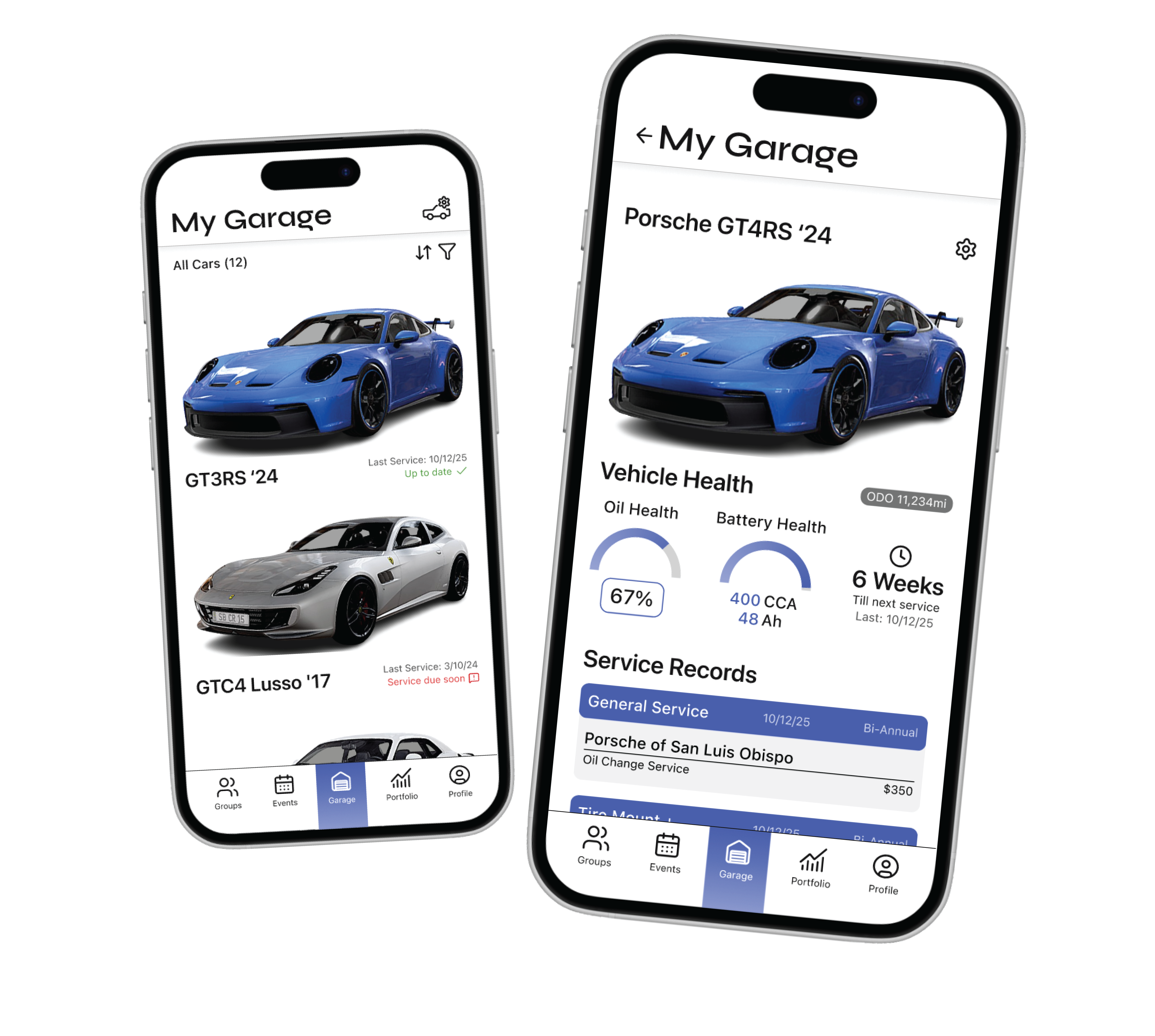 Mockup of an app on two phones.