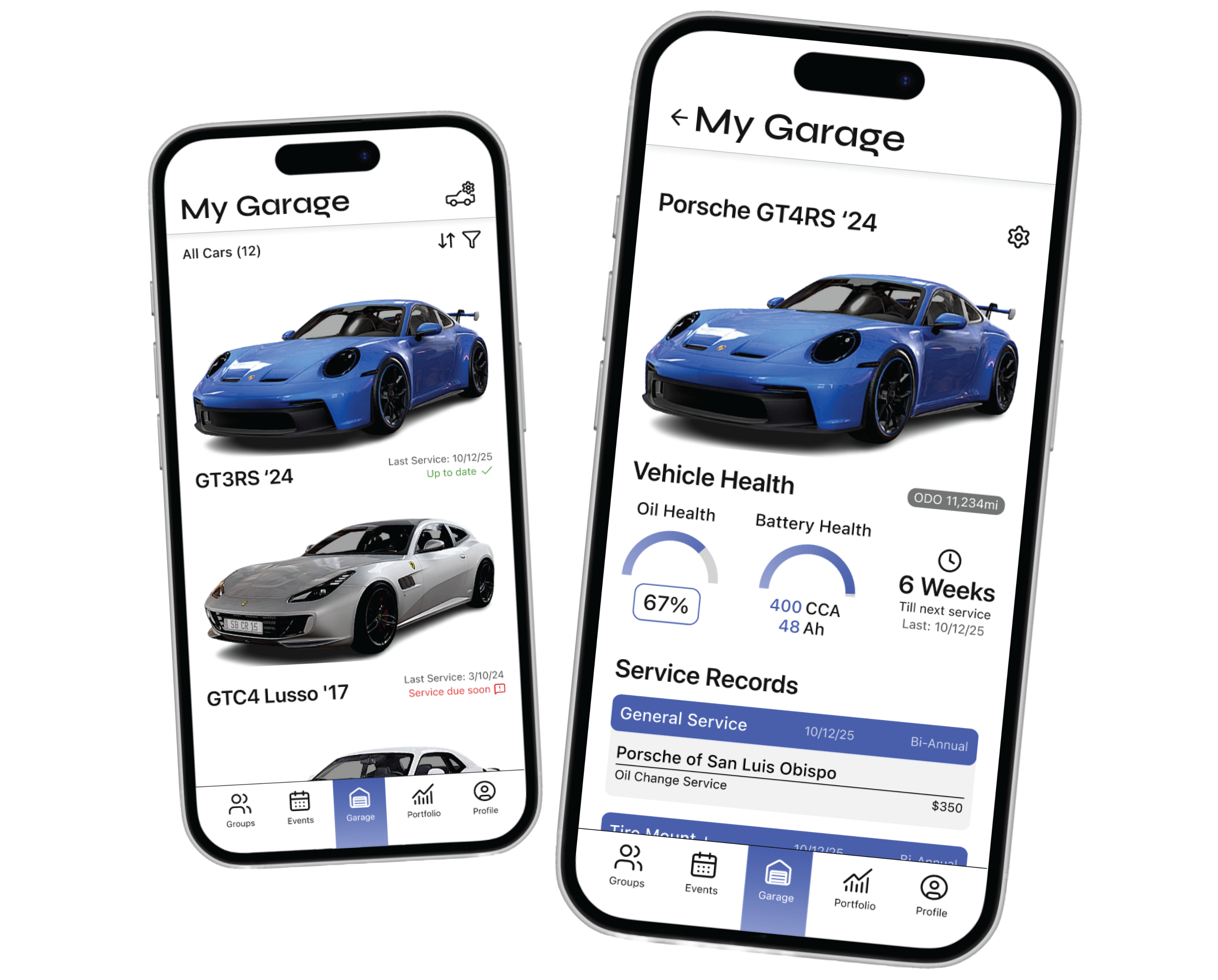 Mockup of an app on two phones.