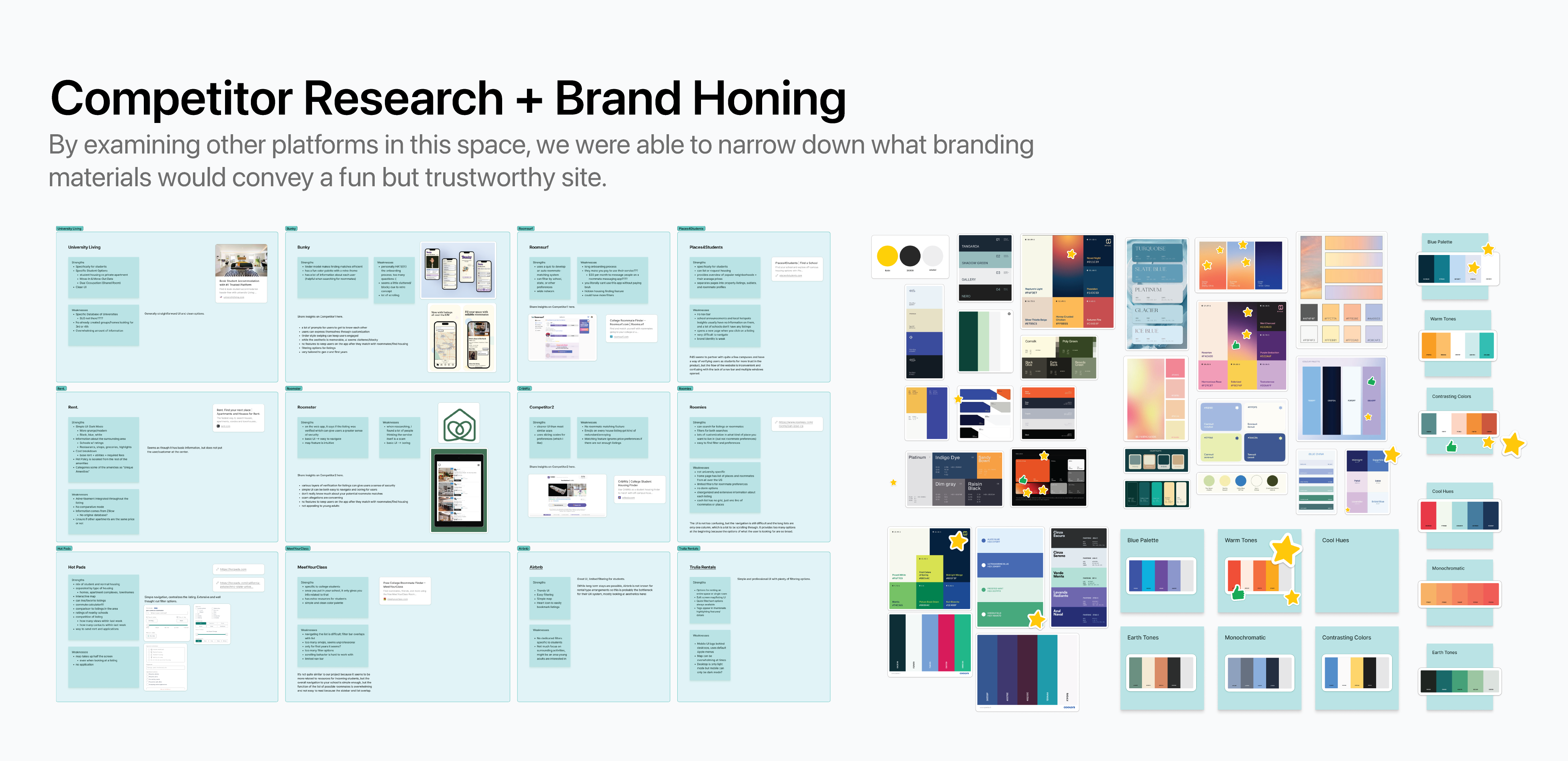 Competitor research and color boards.