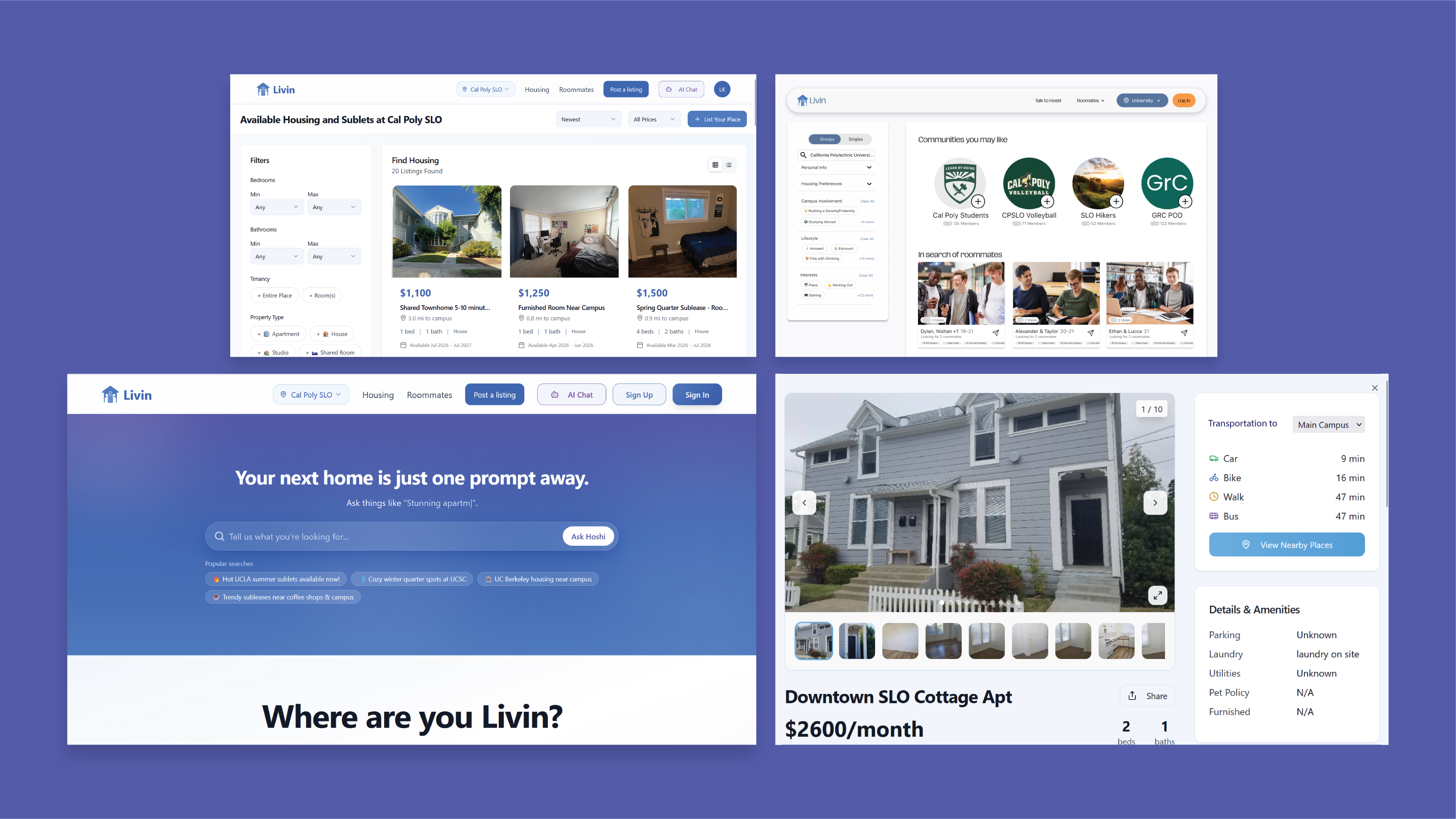 A gallery of end product screens.