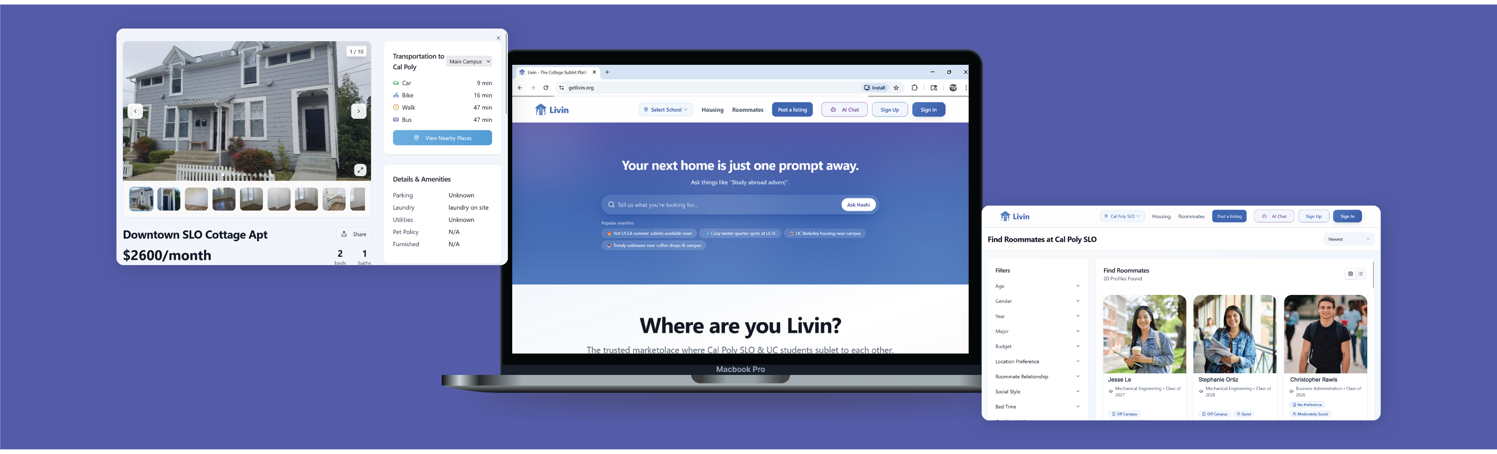 A collection of screens from the final product.