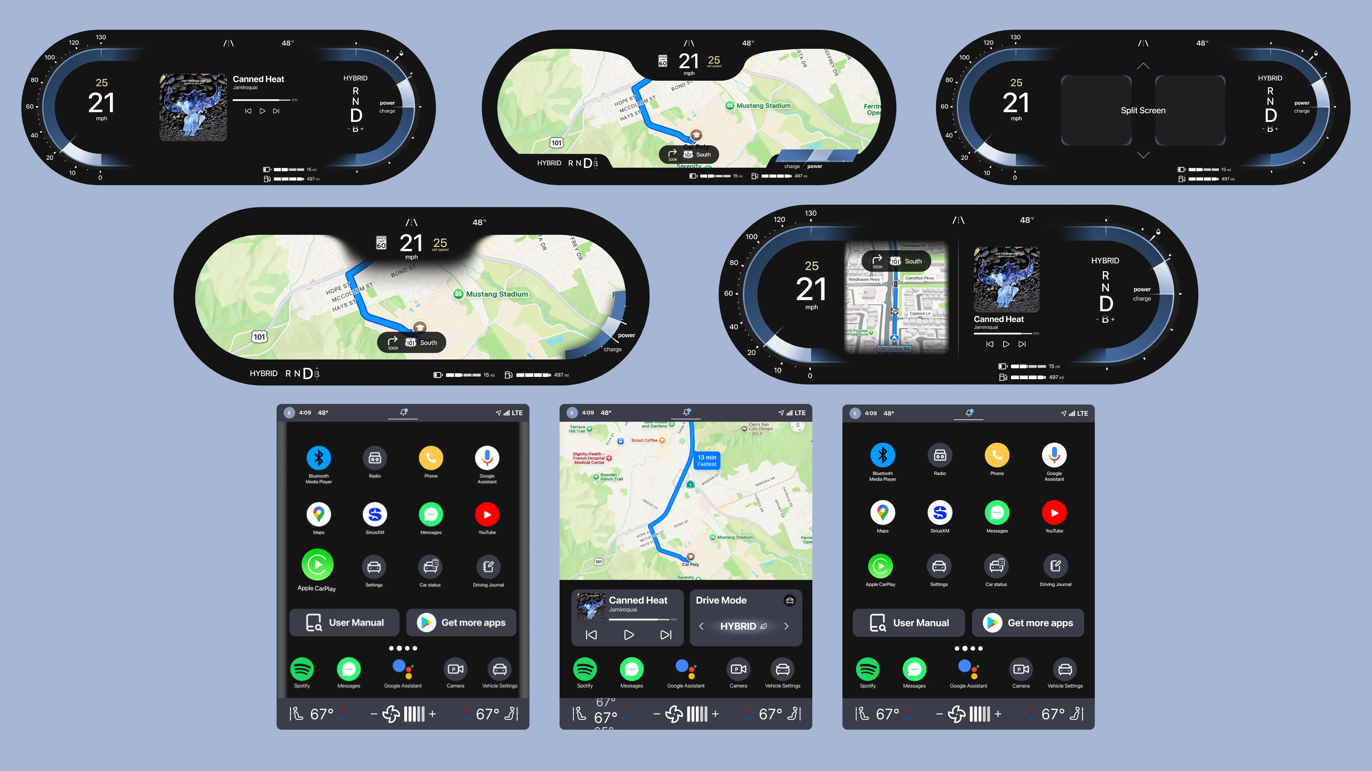 A gallery of end product screens.