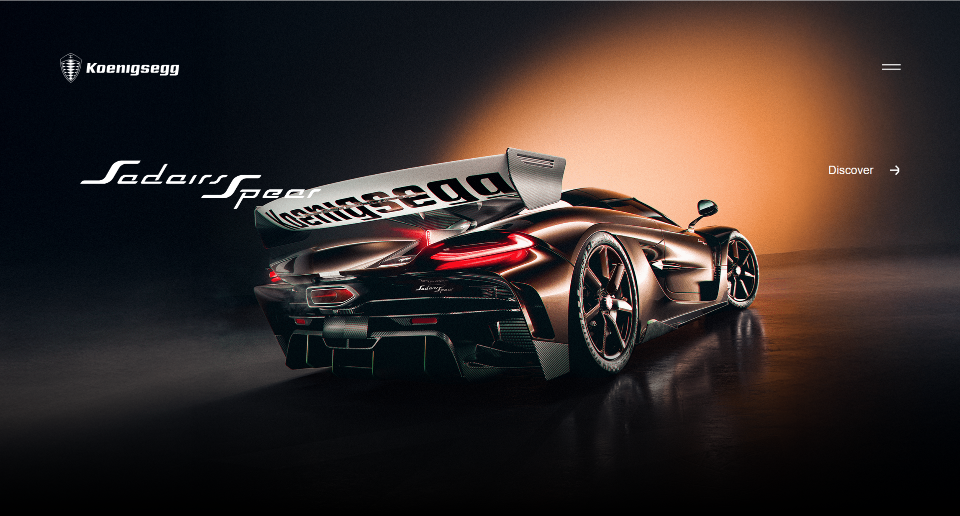 Koenigsegg hero screen.