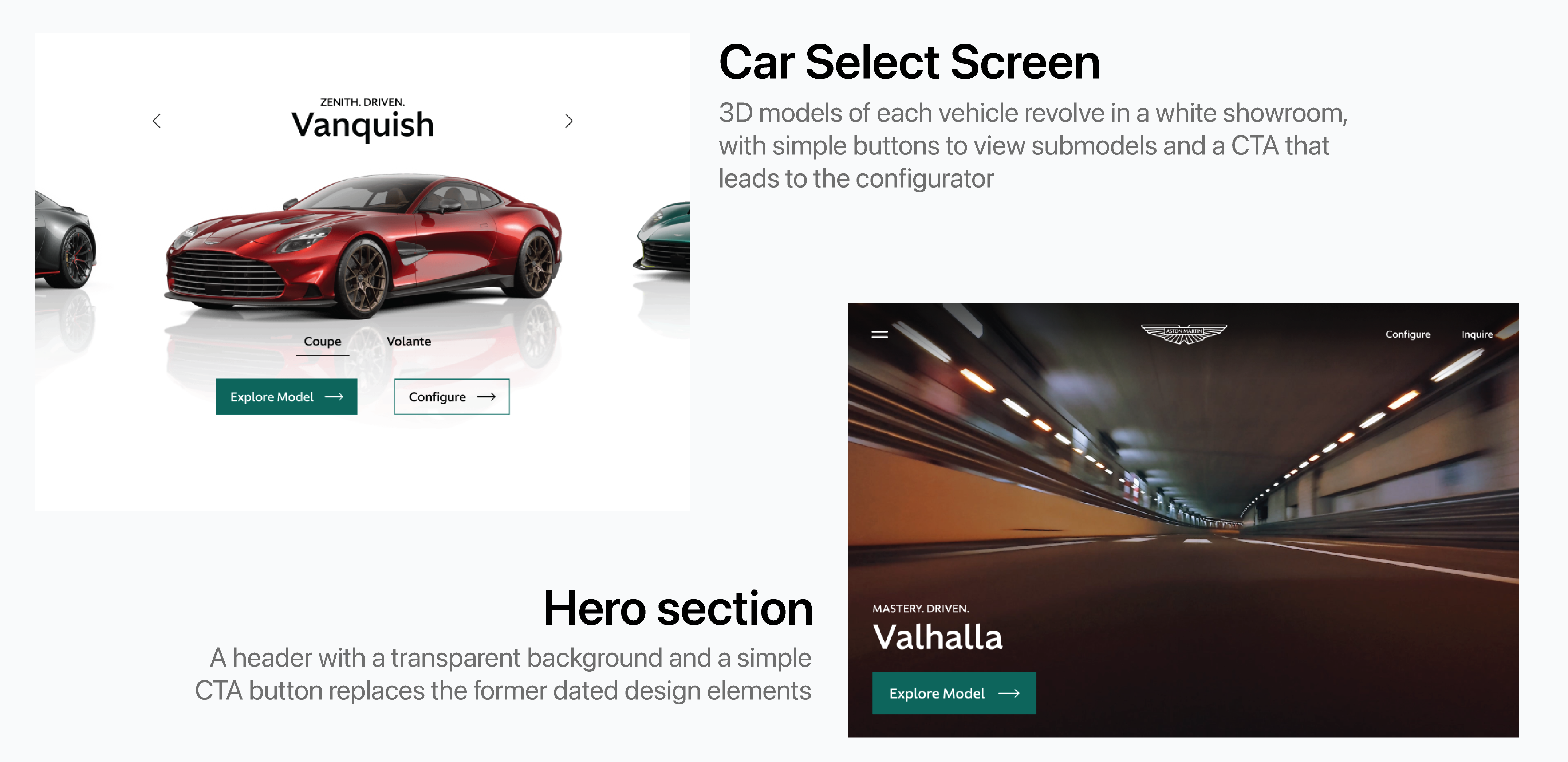 New hero section and car select screen.