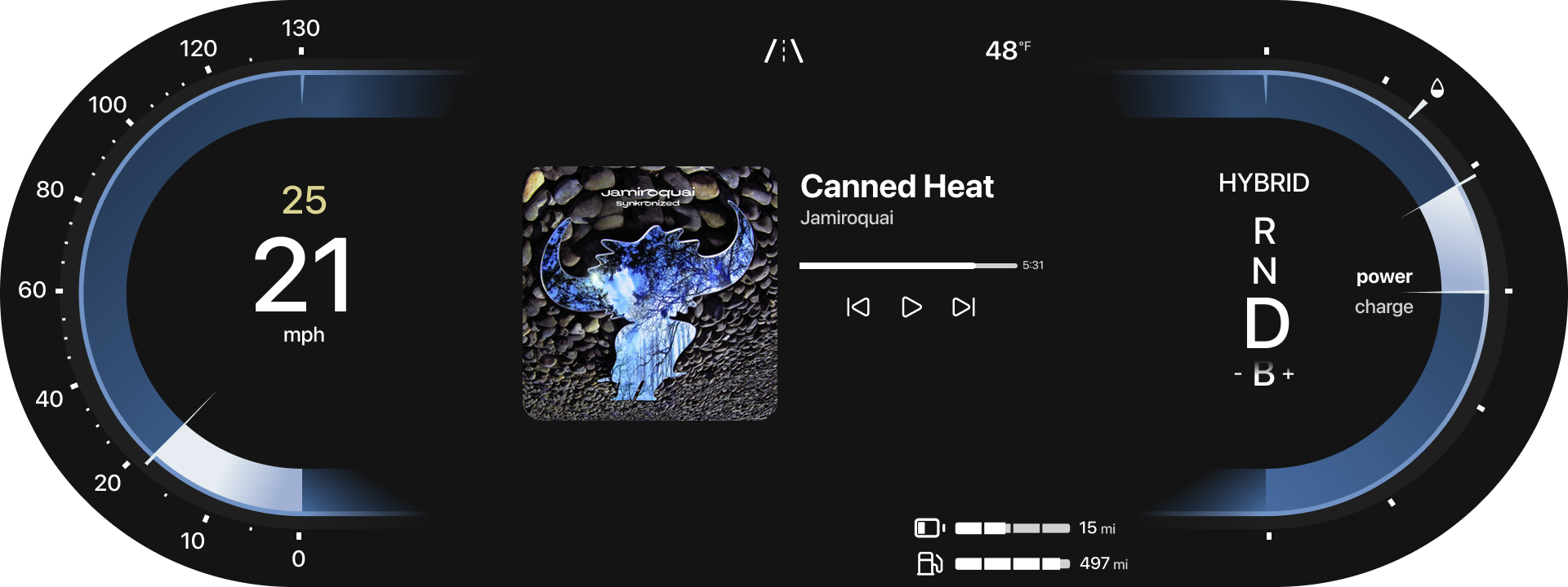 Close up of the new gauge cluster.