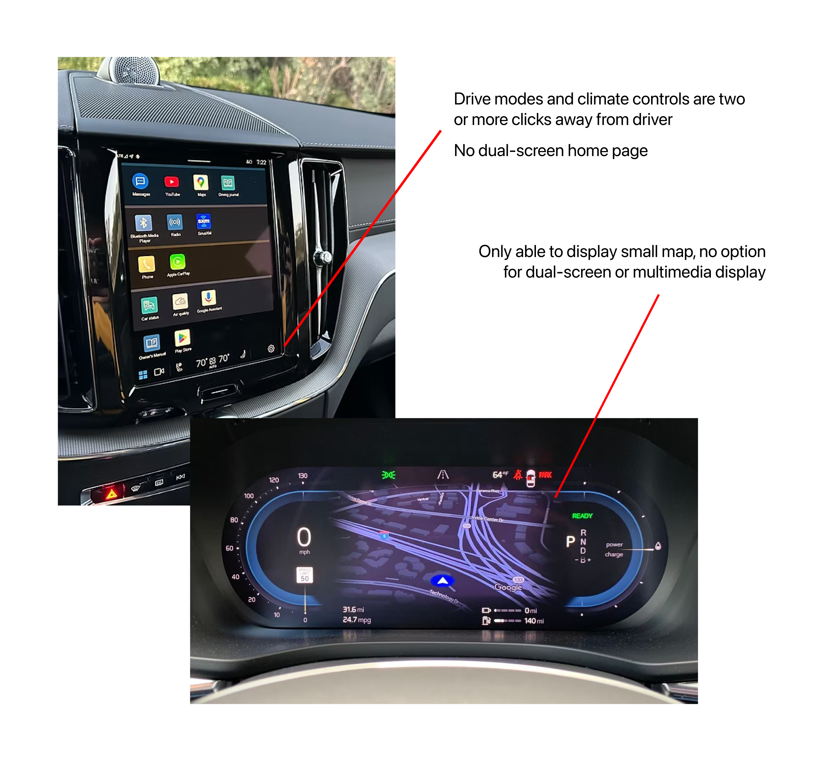 Annotated displys from the 2025 XC60.
